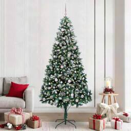 Berkfield Home Beautiful Artificial Christmas Tree with 300 LEDs with Stand Gree in Green - thumbnail 2