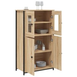 Berkfield Home Highboard Sonoma Oak 62x32x106.5 cm Engineered Wood in Brown - thumbnail 4