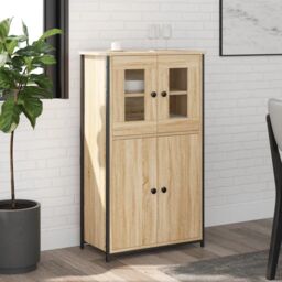 Berkfield Home Highboard Sonoma Oak 62x32x106.5 cm Engineered Wood in Brown - thumbnail 1