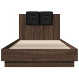 Berkfield Home Bed Frame with LED without Mattress Brown Oak 90x200 cm - thumbnail 6