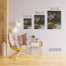 "Artery8 Still Life with Flowers & Fruit Monet Vintage Canvas Wall Art - Size: W18"" x H24""" - thumbnail 4