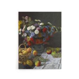 "Artery8 Still Life with Flowers & Fruit Monet Vintage Canvas Wall Art - Size: W18"" x H24""" - thumbnail 1