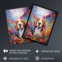 "Artery8 Wall Art Print Beagle Dog Lover Gift Pet Portrait Colourful Sky Artwork Painting Poster - Size: W18"" x H24""" - thumbnail 2