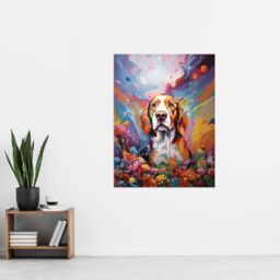 "Artery8 Wall Art Print Beagle Dog Lover Gift Pet Portrait Colourful Sky Artwork Painting Poster - Size: W18"" x H24""" - thumbnail 4