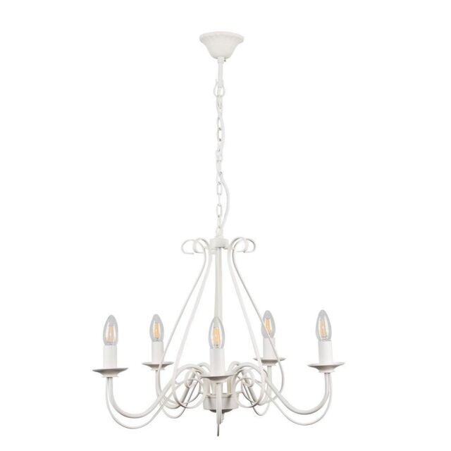 ValueLights Large Ivory White Vintage Style 5 Way Ceiling Light Chandelier - image 1