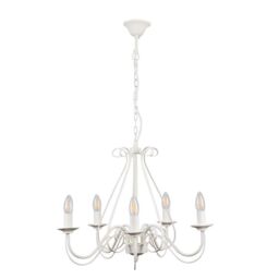 ValueLights Large Ivory White Vintage Style 5 Way Ceiling Light Chandelier - thumbnail 1