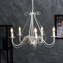 ValueLights Large Ivory White Vintage Style 5 Way Ceiling Light Chandelier - thumbnail 5