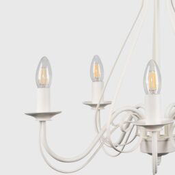 ValueLights Large Ivory White Vintage Style 5 Way Ceiling Light Chandelier - thumbnail 4