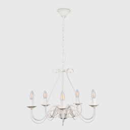 ValueLights Large Ivory White Vintage Style 5 Way Ceiling Light Chandelier - thumbnail 2