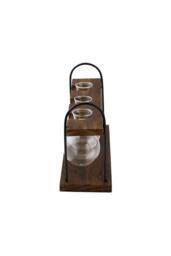 Living and Home 3Pcs Desktop Glass Bulb Vases with Stand for Hydroponic Plants in Walnut - thumbnail 5