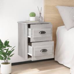 Berkfield Home Wall-mounted Bedside Cabinet Grey Sonoma 41.5x36x53cm - Size: 41.5x36x53 cm - thumbnail 3