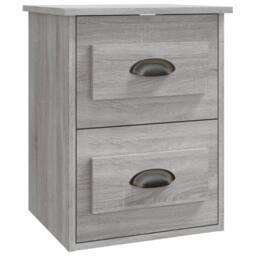 Berkfield Home Wall-mounted Bedside Cabinet Grey Sonoma 41.5x36x53cm - Size: 41.5x36x53 cm - thumbnail 1