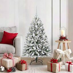 Berkfield Home Artificial Christmas Tree Green & White 120 cm PVC & Metal - thumbnail 1