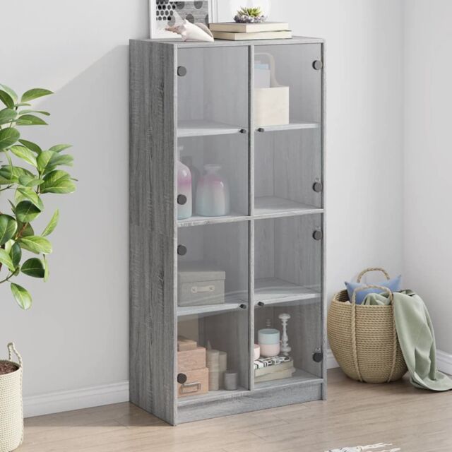 Berkfield Home Highboard with Doors Grey Sonoma 68x37x142 cm Engineered Wood - Size: 68 x 37 x 142 cm - image 1