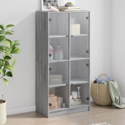 Berkfield Home Highboard with Doors Grey Sonoma 68x37x142 cm Engineered Wood - Size: 68 x 37 x 142 cm - thumbnail 1