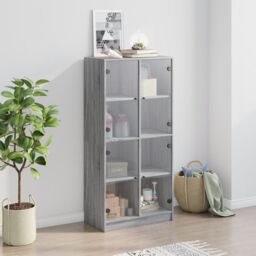 Berkfield Home Highboard with Doors Grey Sonoma 68x37x142 cm Engineered Wood - Size: 68 x 37 x 142 cm - thumbnail 3