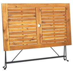 Berkfield Home Classic Folding Garden Table 120x70x74 cm Solid Acacia Wood in Brown - Size: 120 x 70 x 74 cm - thumbnail 4