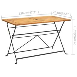 Berkfield Home Classic Folding Garden Table 120x70x74 cm Solid Acacia Wood in Brown - Size: 120 x 70 x 74 cm - thumbnail 6