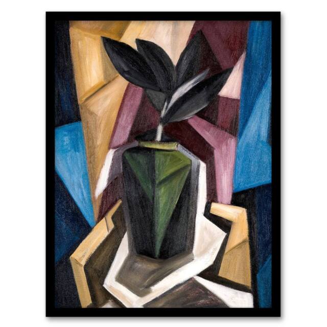 Artery8 Rubber Plant Abstract Painting Hartley Framed Wall Art Print - Size: A4 - image 1