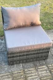 Fimous Outdoor Rattan Armless Sofa Chair Garden Furniture With Seat & Back Cushion in Dark Grey - thumbnail 3