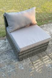 Fimous Outdoor Rattan Armless Sofa Chair Garden Furniture With Seat & Back Cushion in Dark Grey - thumbnail 1