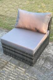 Fimous Outdoor Rattan Armless Sofa Chair Garden Furniture With Seat & Back Cushion in Dark Grey - thumbnail 2