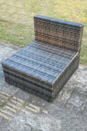 Fimous Outdoor Rattan Armless Sofa Chair Garden Furniture With Seat & Back Cushion in Dark Grey - thumbnail 4