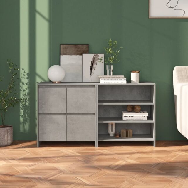 Berkfield Home 2 Piece Sideboard Concrete Grey Engineered Wood - image 1
