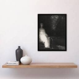 Artery8 Gaze on the Chair Human Figure Outline Redon Framed Wall Art Print in Grey - Size: A4 - thumbnail 4
