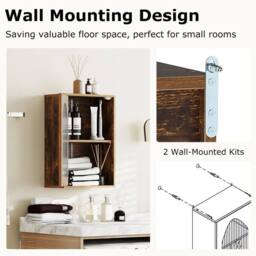 Kelvenix Bathroom Wall Cabinet Medicine Cabinet in Brown - thumbnail 4