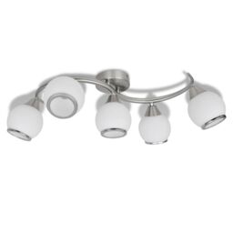 Berkfield Home Ceiling Lamp with Glass Shades on Waving Rail for 5 E14 Bulb in White - thumbnail 2