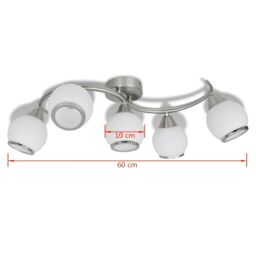 Berkfield Home Ceiling Lamp with Glass Shades on Waving Rail for 5 E14 Bulb in White - thumbnail 6