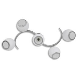 Berkfield Home Ceiling Lamp with Glass Shades on Waving Rail for 5 E14 Bulb in White - thumbnail 3