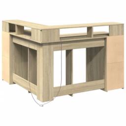 Berkfield Home Desk with LED Lights Sonoma Oak 130x130x91 cm Engineered Wood in Brown - Size: 130 x 130 x 91 cm - thumbnail 8