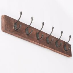 Glasstone 6 Hook 80cm Wooden Coat Hanger in Brown - thumbnail 1