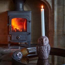 Ivyline Cast Aluminium Owl Candle Holder Antique Copper H14.5Cm W7.5Cm - thumbnail 1