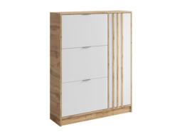 Vente-unique Shoe Cabinet With 1 Door & 3 Drop-Down Compartments - Natural and in Light Oak - thumbnail 2