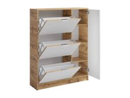 Vente-unique Shoe Cabinet With 1 Door & 3 Drop-Down Compartments - Natural and in Light Oak - thumbnail 5