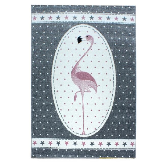 Bravich LTD Polka Dot Grey Flamingo Rug - Kids in Pink - Size: 160 cm x 230 cm - image 1