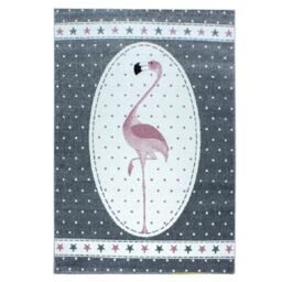 Bravich LTD Polka Dot Grey Flamingo Rug - Kids in Pink - Size: 160 cm x 230 cm - thumbnail 1