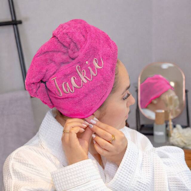 Duncan Stewart Personalised Hair Towel in Pink - image 1