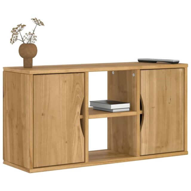 Berkfield Home TV Cabinet ODDA 79x24x40 cm Solid Wood Pine in Brown - Size: 79 x 24 x 40 cm - image 1