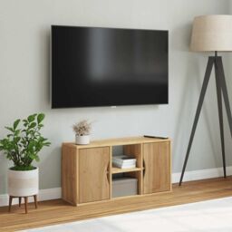 Berkfield Home TV Cabinet ODDA 79x24x40 cm Solid Wood Pine in Brown - Size: 79 x 24 x 40 cm - thumbnail 3