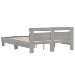 Berkfield Home Durable Bed Frame with LED without Mattress Grey Sonoma 140x200 cm - thumbnail 9