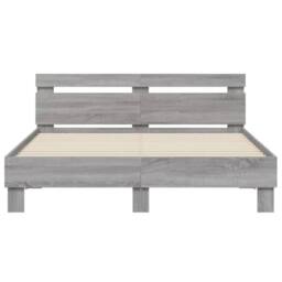 Berkfield Home Durable Bed Frame with LED without Mattress Grey Sonoma 140x200 cm - thumbnail 7