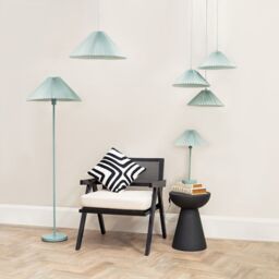 ValueLights Akira Pleated Single Drop Ceiling Pendant Light in Bright Blue - thumbnail 4
