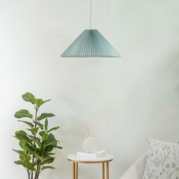 ValueLights Akira Pleated Single Drop Ceiling Pendant Light in Bright Blue - thumbnail 5