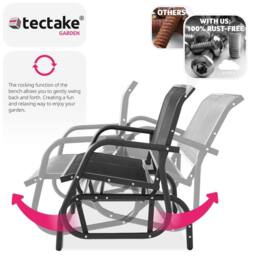 tectake Garden Swing Bench Greta - 2-seater, 121 x 72 x 86.5 cm in Black - Size: 2 Seater - thumbnail 4