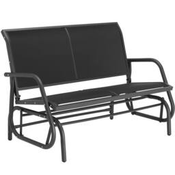tectake Garden Swing Bench Greta - 2-seater, 121 x 72 x 86.5 cm in Black - Size: 2 Seater