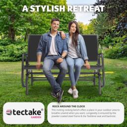 tectake Garden Swing Bench Greta - 2-seater, 121 x 72 x 86.5 cm in Black - Size: 2 Seater - thumbnail 7